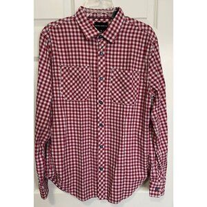 Silver Jeans Co Ron Long Sleeve Red Gingham Plaid Button Front Shirt Men's Small